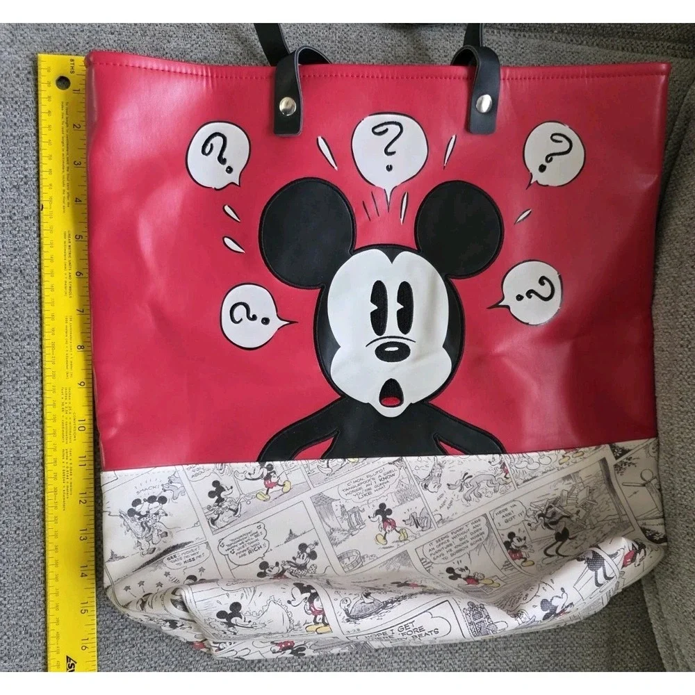 Disney Mickey Mouse Comic Strip‎ Premium Large Faux Leather Tote Bag